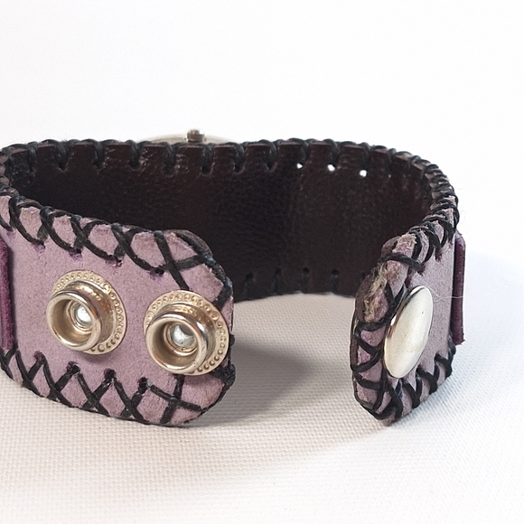 LSDA Purple Stainless Steel Leather Ladies Wrist Watch, New Battery - Picture 5 of 7